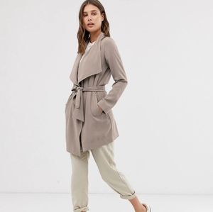 Only wrap coat taupe grey